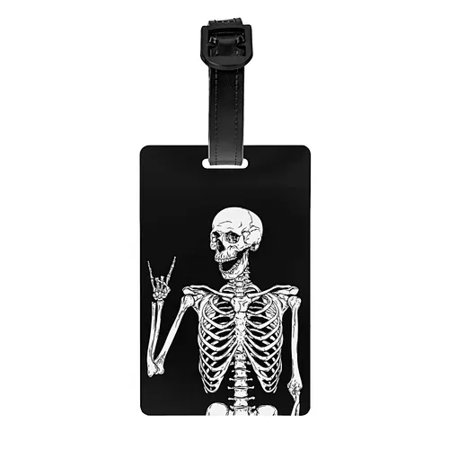 Human Skeleton Luggage Tag with ID Name Card PVC Baggage Labels with Buckle Strap Suitcases Bag tag